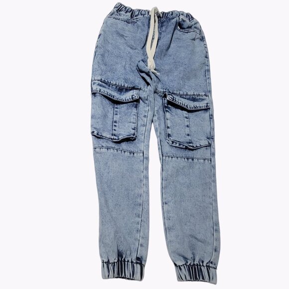 Juny Jogger Jeans Womens Size Small Mid Rise Light Wash Denim Pull On Pants - Picture 2 of 5